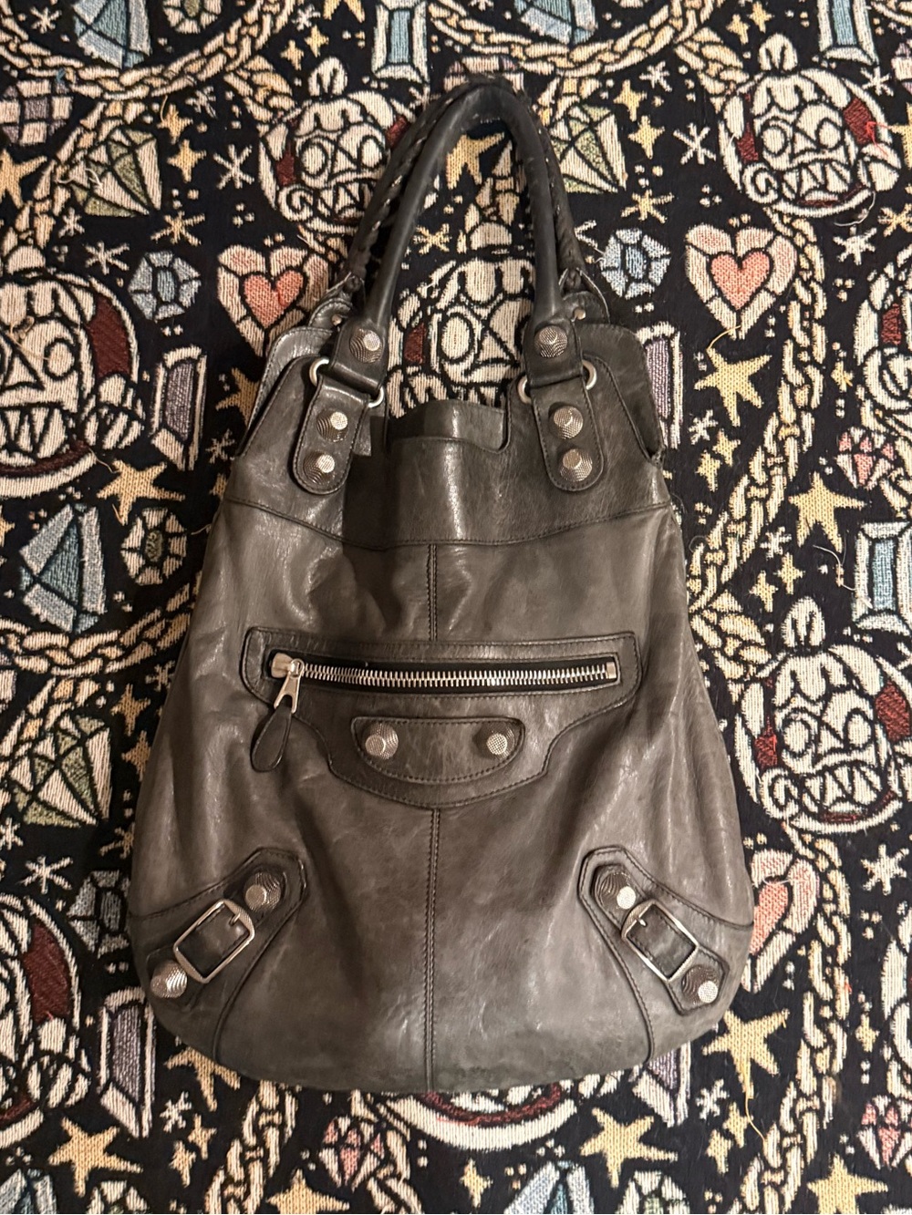 Classic Black Leather Shoulder Bag